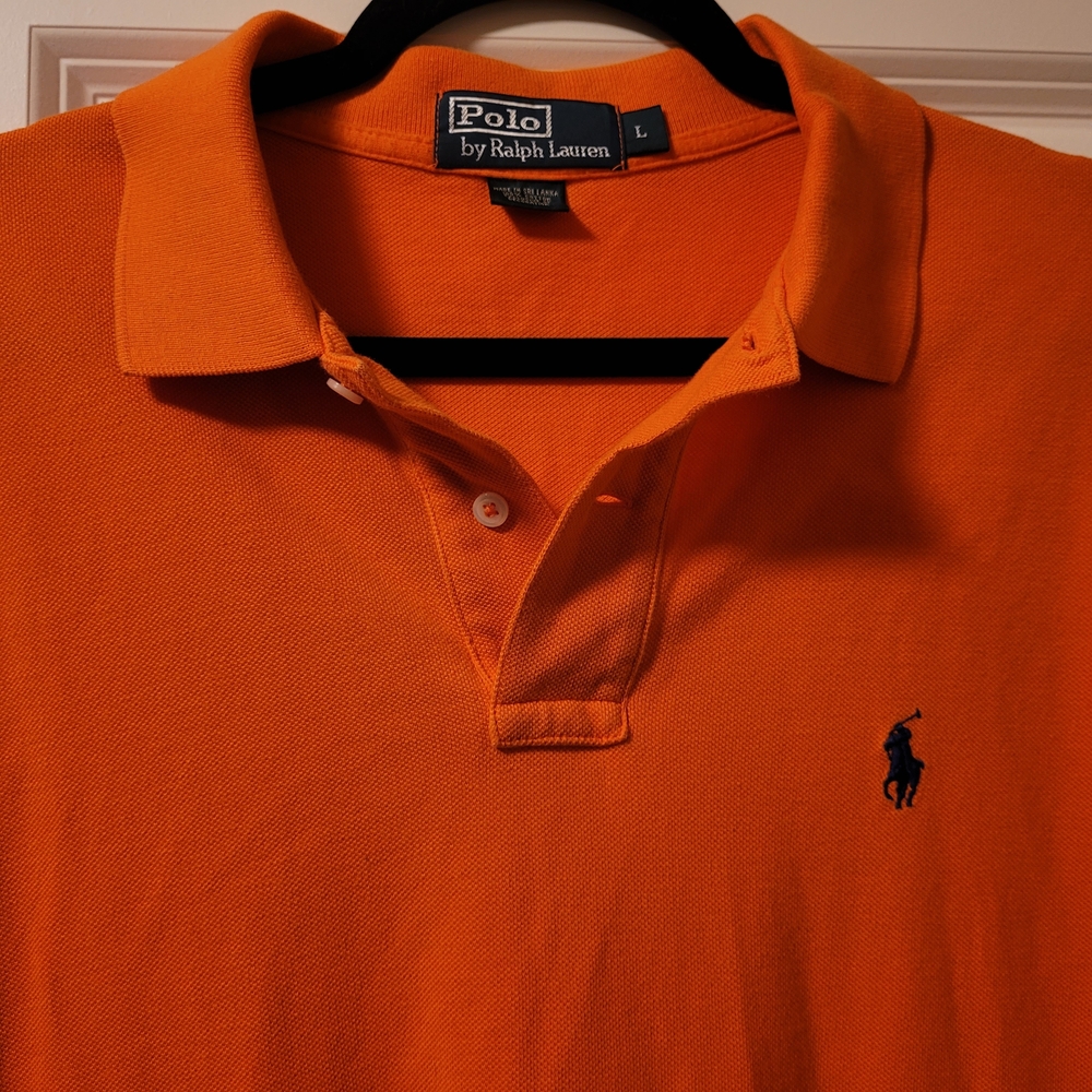 Men's Ralph Lauren Orange Polo Green Pony Size Large